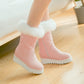 Round Toe Tied Straps Pearls Flat Platform Mid-Calf Boots for Women