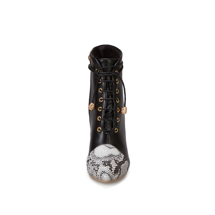 Women Snake-print High Heel Short Boots