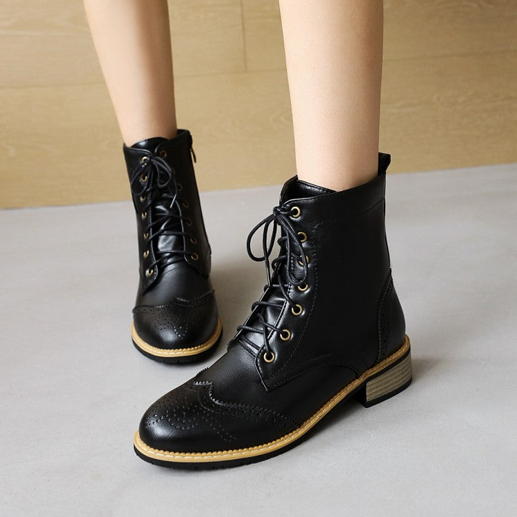 Lace Up Short Motorcycle Boots for Woman?Oxford Shoes 2385