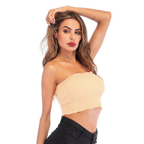 Off Shoulder Collar Wrapped In Chest Solid-colored Vest Women Strapless