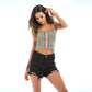 Women's Camisole with Short Neck and Slim Zip Knitted Women Tank Top