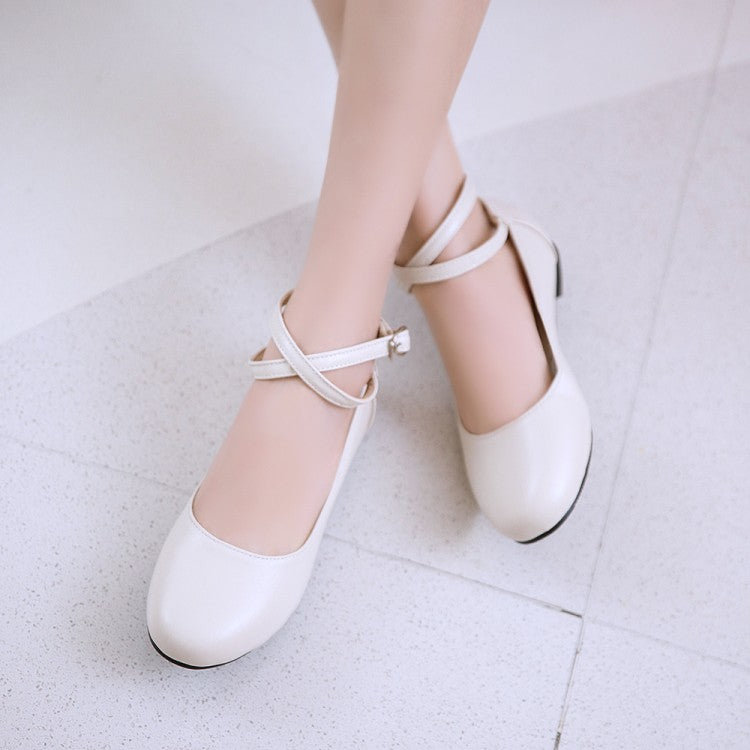 Ankle Staps Women Low Heels Shoes