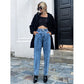 Ins Fashion Daily Loose Denim Pecile Long Women Jeans