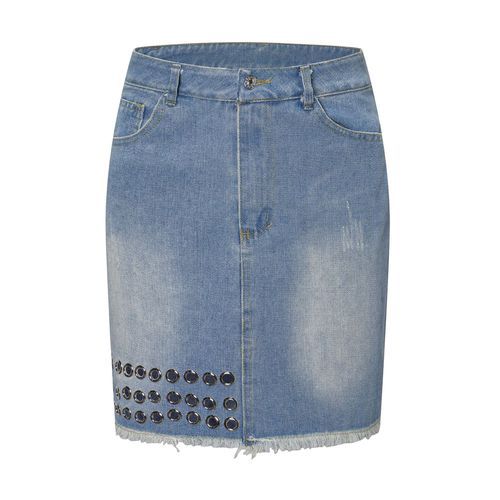 Retro High Waist Fashion All-matched Packet Buttock Denim Women Skirts