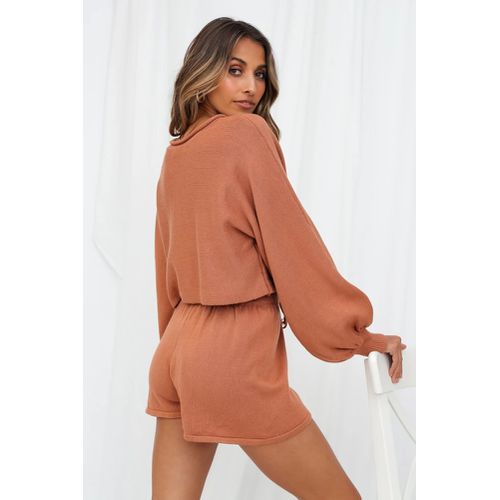 Womens Lantern Sleeve Sweater Shorts Home Suit