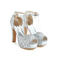 Women's Fish Mouth Thick Heel Super High Heel Sequin Sandals Wedding Shoes