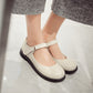 Girls Retro Round Head Middle School Flat Shoes