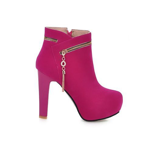 Women's Zipper High Heels Platform Short Boots