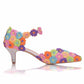 Women Colorful Lace Pointed Toe Mary Janes Wedding Sandals