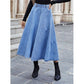 Ins Fashion Elegant All-matched Dip Hem High Waist Denim Long Women Skirts