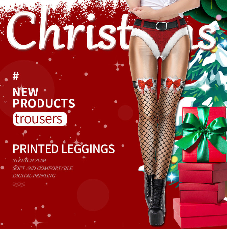 Christmas Lace Leggings and Cropped Trousers Tights