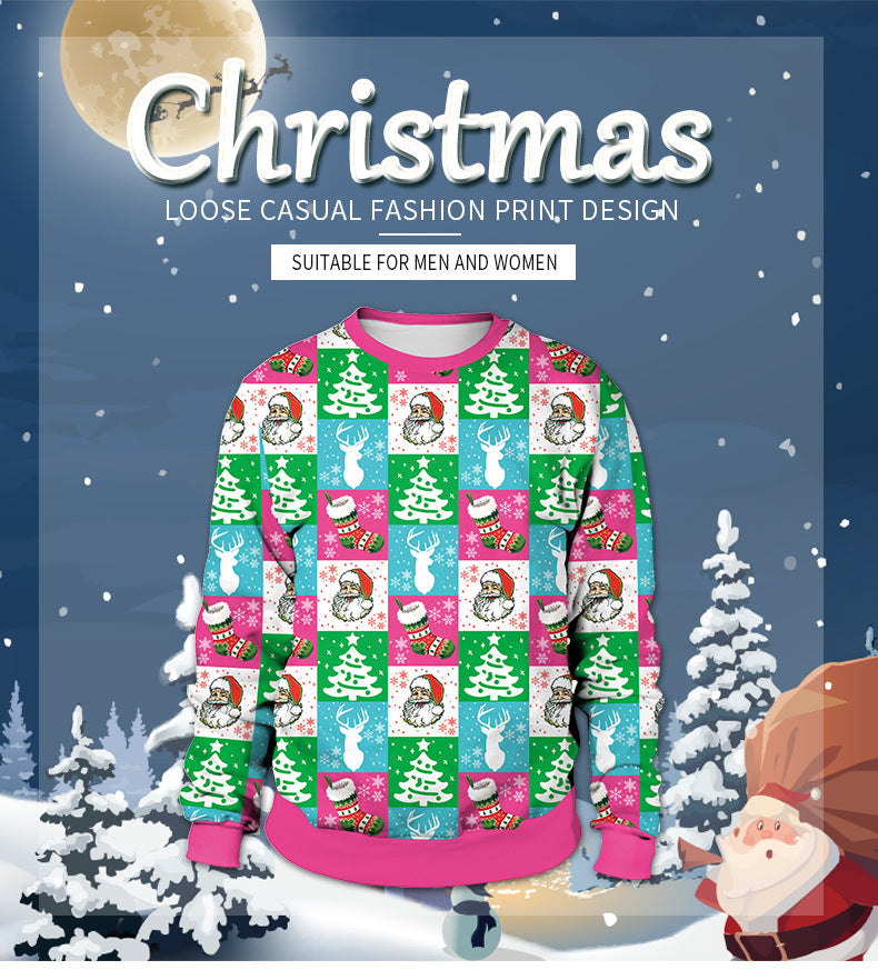 Pink and Lovely Santa Claus Crew Neck Couple Sweater