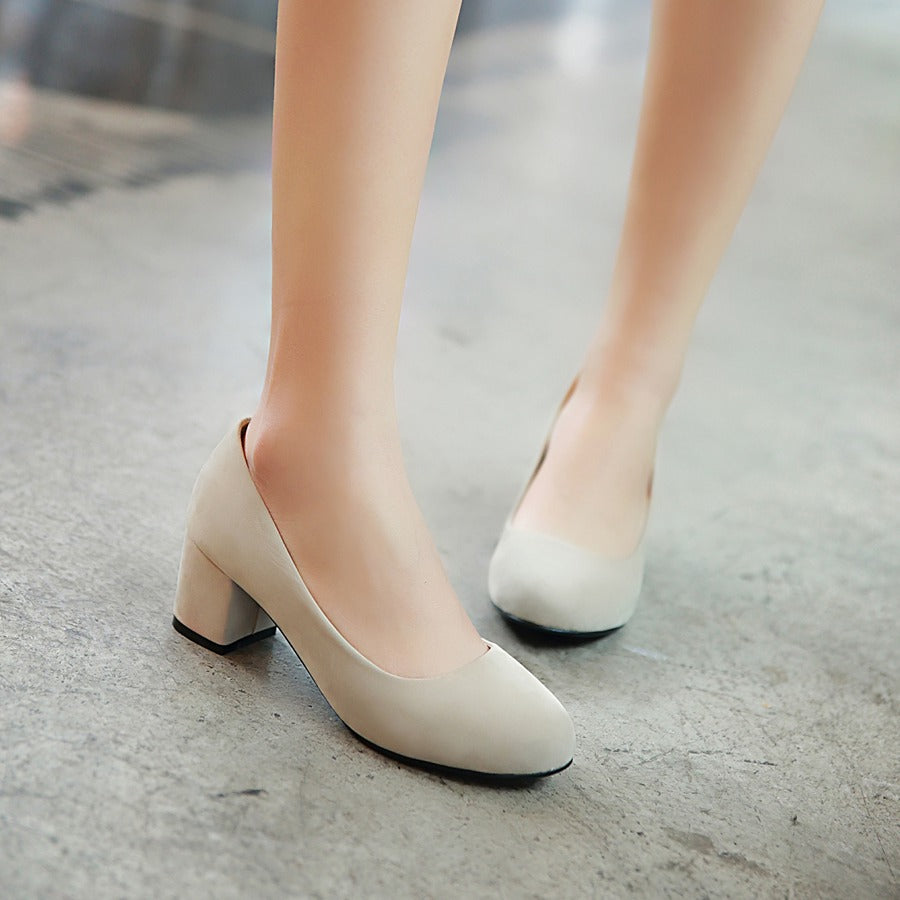 5 Colors Chunky Heel Pumps Platform High Heels Women Shoes 6639