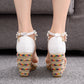 Women Tassel String Bead Peep Toe Bohemia Platform Wedge Sandals