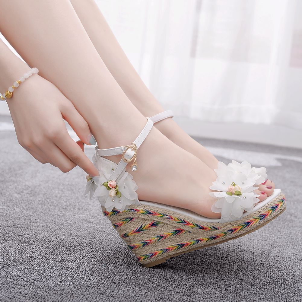 Women Flora Peep Toe Wedge Heel Platform Sandals