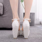 Women Peep Toe Ankle Strap Wedge Heel Platform Sandals