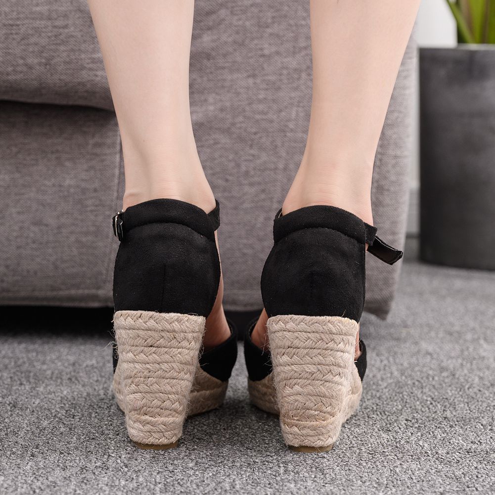 Women Plus Size Bohemia Peep Toe Wedge Heel Platform Sandals