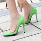 Ladies Candy Color Pointed Toe Shallow Stiletto Heel Pumps