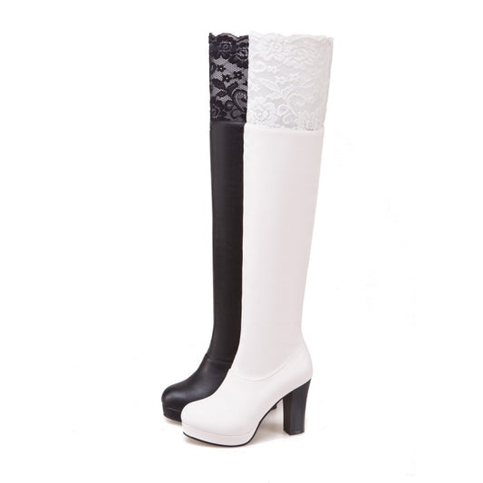 Ladies Lace High Heels Over the Knee Boots