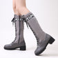 Ladies Lace Up High Heel Knee High Boots
