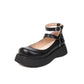 Ladies Lolita Round Toe Double Ankle Strap Buckle Platform Flats Shoes