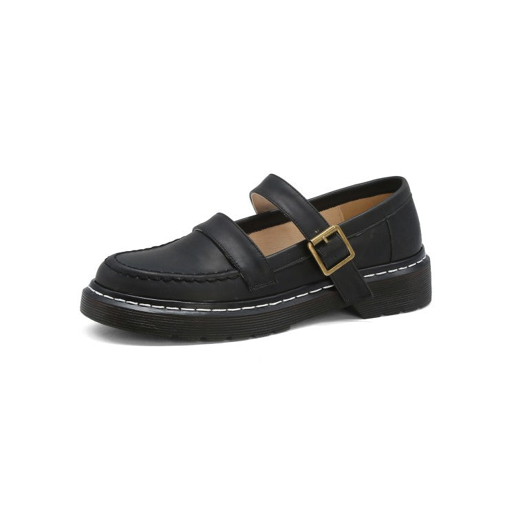 Ladies Buckle Belt Mary Jane Flats Shoes