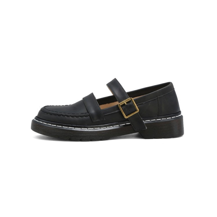 Ladies Buckle Belt Mary Jane Flats Shoes