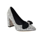 Ladies Pumps Bling Bling Sequins Pointed Toe Butterfly Knot Chunky Heel Wedding Shoes
