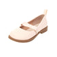 Ladies Solid Color Round Toe Butterfly Knot Ankle Strap Platform Flat Many Jane Shoes