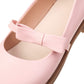 Ladies Solid Color Round Toe Butterfly Knot Ankle Strap Platform Flat Many Jane Shoes