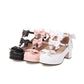 Ladies Pumps Lolita Solid Color Butterfly Knot Platform Block Heel Shoes