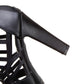 Ladies Solid Color Peep Toe Hollow Out Platform Chunky Heel Sandals