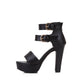 Ladies Solid Color Double Ankle Strap Platform Chunky Heel Sandals
