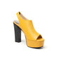 Ladies Color Contrast Peep Toe Platform Chunky Heel Sandals
