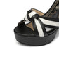 Ladies Color Block Knot Platform Ankle Strap Chunky Heel Sandals