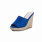 Ladies Solid Color Suede Woven Wedge Heel Platform Sandals