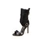 Ladies Solid Color Hollow Out Ankle Wrap Stiletto High Heel Sandals