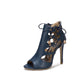Ladies Solid Color Pointed Toe Hollow Out Stiletto High Heel Sandals