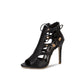 Ladies Solid Color Pointed Toe Hollow Out Stiletto High Heel Sandals