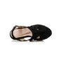 Ladies Solid Color Suede Peep Toe Tassel Woven Wedge Heel Platform Sandals
