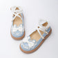 Ladies Lolita Bowties Knot Crossed Lace Straps Flats Shoes