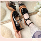 Ladies Patent Leather Bowtie Ankle Strap Flats Shoes