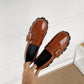 Ladies Patent Leather Metal Buckle Platform Block Heel Shoes