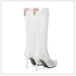 Pointed Toe Mesh Stiletto Heel Knee High Boots for Women