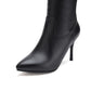 Pointed Toe Buckle Straps Stiletto Heel Zipper Knee High Boots for Women
