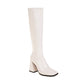 Glossy Square Toe Chunky Heel Knee-High Boots for Women