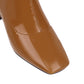Square Toe Glossy Side Zippers Chunky Heel Knee-High Boots for Women