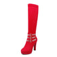 Glittery Sequins Chunky Heel Platform Knee-High Boots for Women