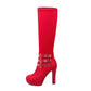 Glittery Sequins Chunky Heel Platform Knee-High Boots for Women