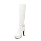 Zippers Round Toe Chunky Heel Platform Knee-High Boots for Women